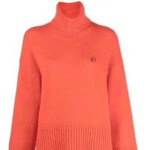 Off-White embroidered logo turtleneck jumper - Orange